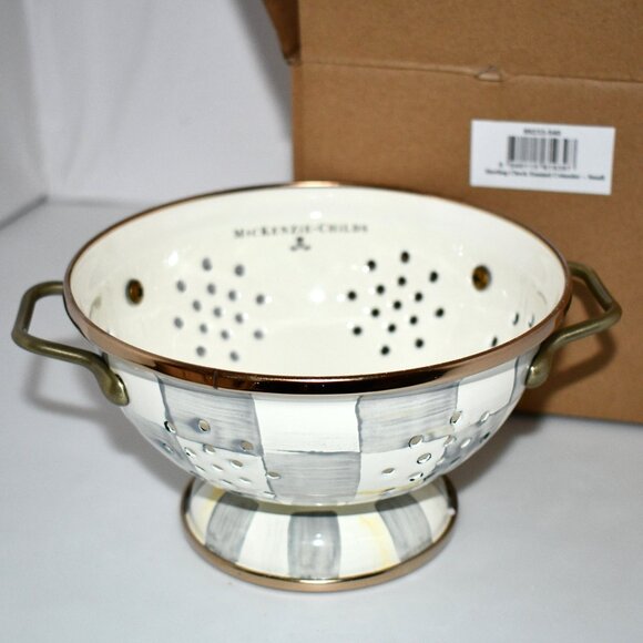 Mackenzie Childs Sterling Check Small Colander #: 89233-540 NWT - Picture 1 of 6